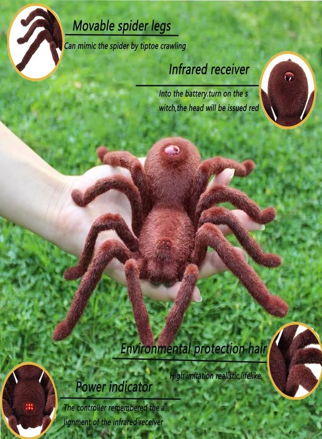 Ouhgnoh New Remote Control Scary Creepy Simulation Realistic Spider 2 Channel Infrared RC Model Toy Prank Kid Gift - Image 2